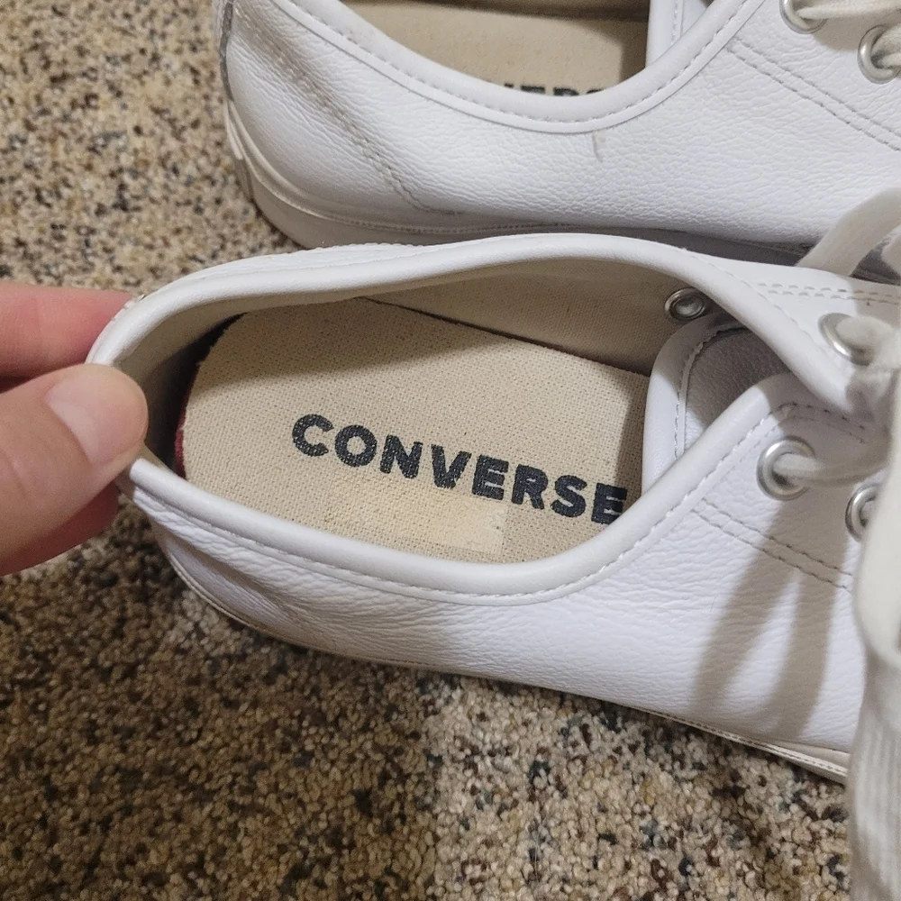 Converse Jack Purcell Leather White Sneakers Womens 8.5 - Picture 2 of 4